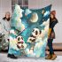 Cute cartoon pandas playing on clouds with ladders blanket