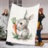 Cute cartoon rabbit holding a carrot blanket