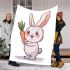 Cute cartoon rabbit holding a carrot blanket