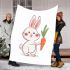Cute cartoon rabbit holding a carrot in a simple blanket