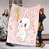 Cute cartoon rabbit with pink ears blanket