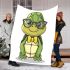 Cute cartoon turtle wearing glasses blanket