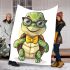 Cute cartoon turtle wearing glasses blanket