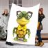 Cute cartoon turtle wearing glasses blanket