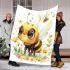 Cute cartoon watercolor baby bee blanket