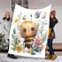 Cute cartoon watercolor baby bee blanket