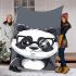 Cute chibi panda wearing glasses blanket