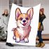 Cute corgi puppy in the style of vector cartoon blanket