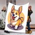 Cute corgi simple line drawing blanket