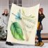 Cute damselfly and music notes with harp blanket