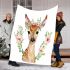 Cute deer with flower wreath blanket