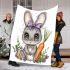 Cute kawaii gray bunny with big eyes blanket