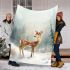 Cute little deer standing in the snow blanket