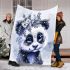 Cute panda blue eyes white fur with black patterns blanket