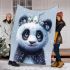 Cute panda blue eyes white fur with black patterns blanket