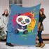 Cute panda in the style of rainbow paint splash blanket