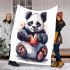 Cute panda making a heart with its hands blanket
