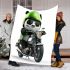 Cute panda wearing black sunglasses motorcycle blanket