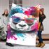 Cute panda wearing colorful glasses blanket