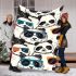 Cute pandas wearing colorful glasses blanket