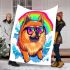 Cute pomeranian dog wearing black sunglasses blanket