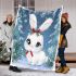 Cute white bunny with blue eyes and pink ears blanket