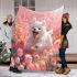 Cute white puppy running in the flower sea blanket