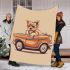 Cute yorkshire terrier puppy driving blanket