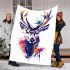 Deer head with antlers brush strokes blanket