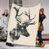 Deer head with large antlers and forest blanket