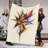 Drawing of an abstract flower design with colorful lines and shapes blanket