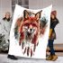 Fox smile with dream catcher area rug blanket