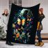 Glowing butterflies dance among vibrant flowers blanket