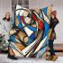 Graffiti style drawing of an abstract geometric shape blanket