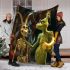 Grinchy smile and dancing skeleton king blanket