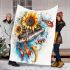 Music note and piano and sunflower and color koi fish blanket