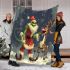 Navy grinchy smile and dancing santaclaus blanket