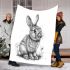 Pencil drawing of an adorable rabbit blanket