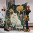 Persian cat in whimsical mushroom forests blanket