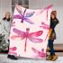 Pink dragonfly pattern vibrant watercolor blanket