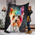 Punk yorkshire terrier dog with rainbow colored hair blanket