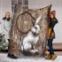 Rabbit with dream catcher area rug blanket