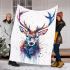 Stag head colorful ink painting blanket