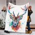 Stag head colorful ink painting blanket