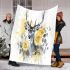 Stunning beautiful deer with yellow roses painted blanket