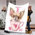 Valentine teacup chihuahua in pink and brown blanket