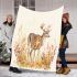 Watercolor deer light beige background with fall colors blanket