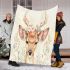 Watercolor deer with a floral crown and antlers blanket