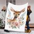 Watercolor deer with flowers blanket