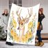 Watercolor deer with yellow roses blanket